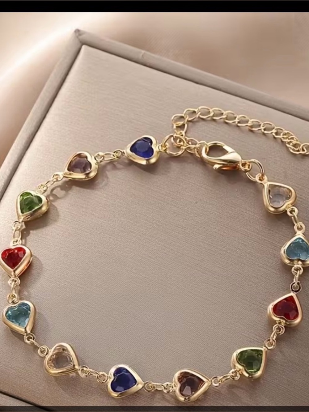 Gold Heart Multicolor Crystal Bracelet - Women Jewelry